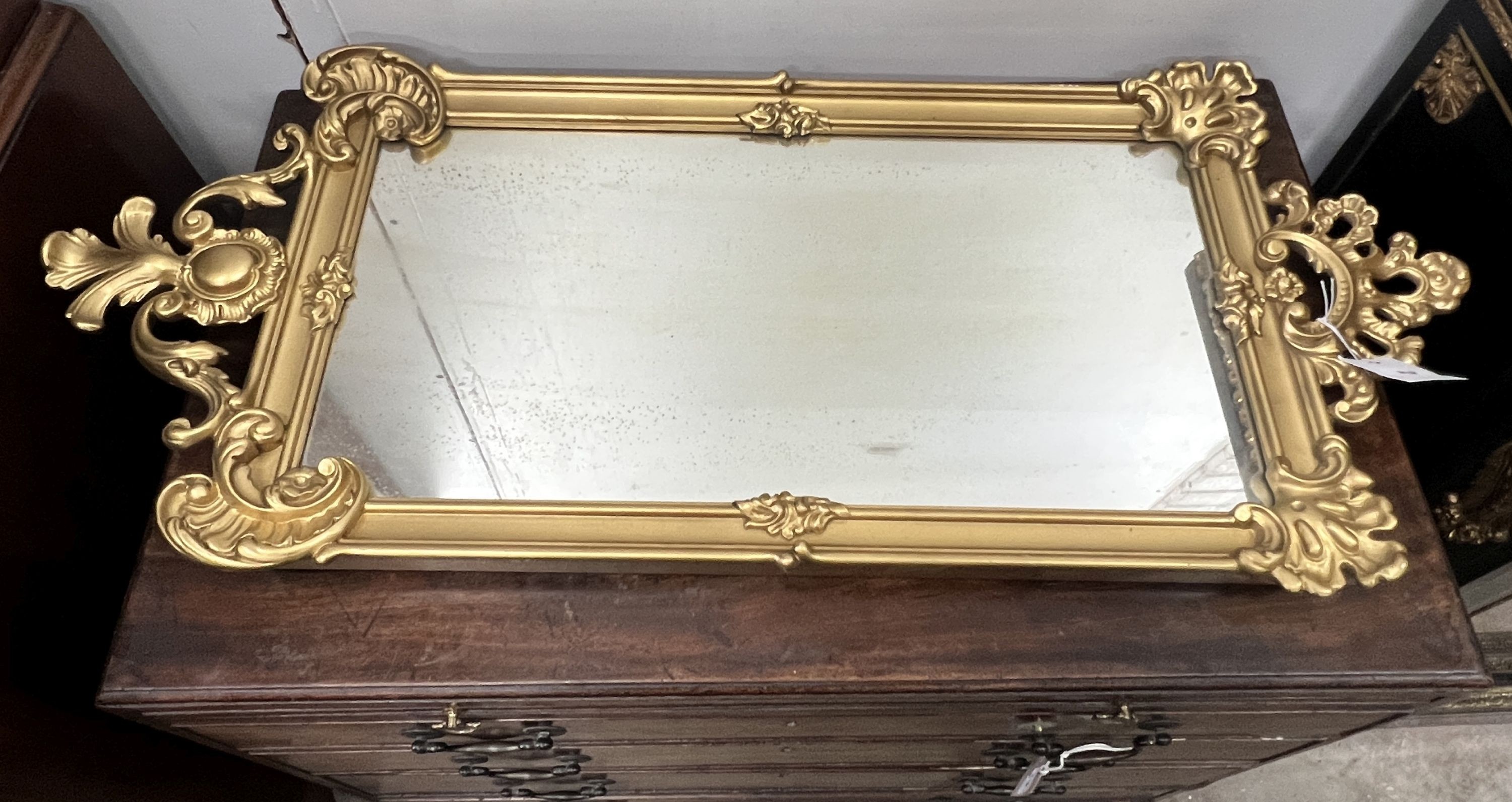 A rectangular giltwood and gesso pier glass, width 41cm, height 94cm